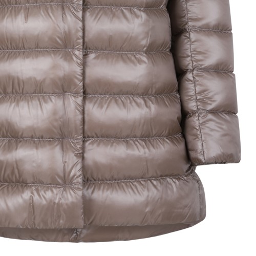 Herno Taupe Hooded Down Coat.
