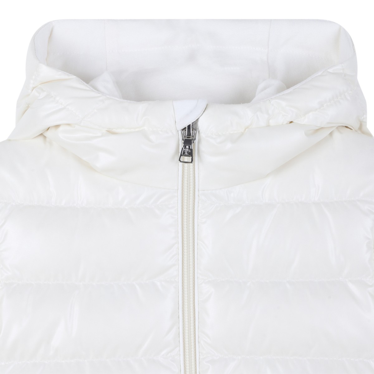Moncler White Hooded Down Jacket.