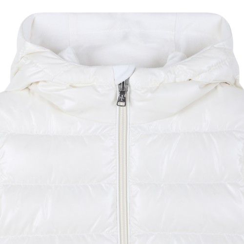 Moncler White Hooded Down Jacket.