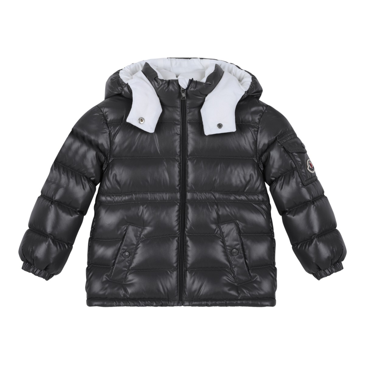 Moncler Black Hooded Down Jacket.