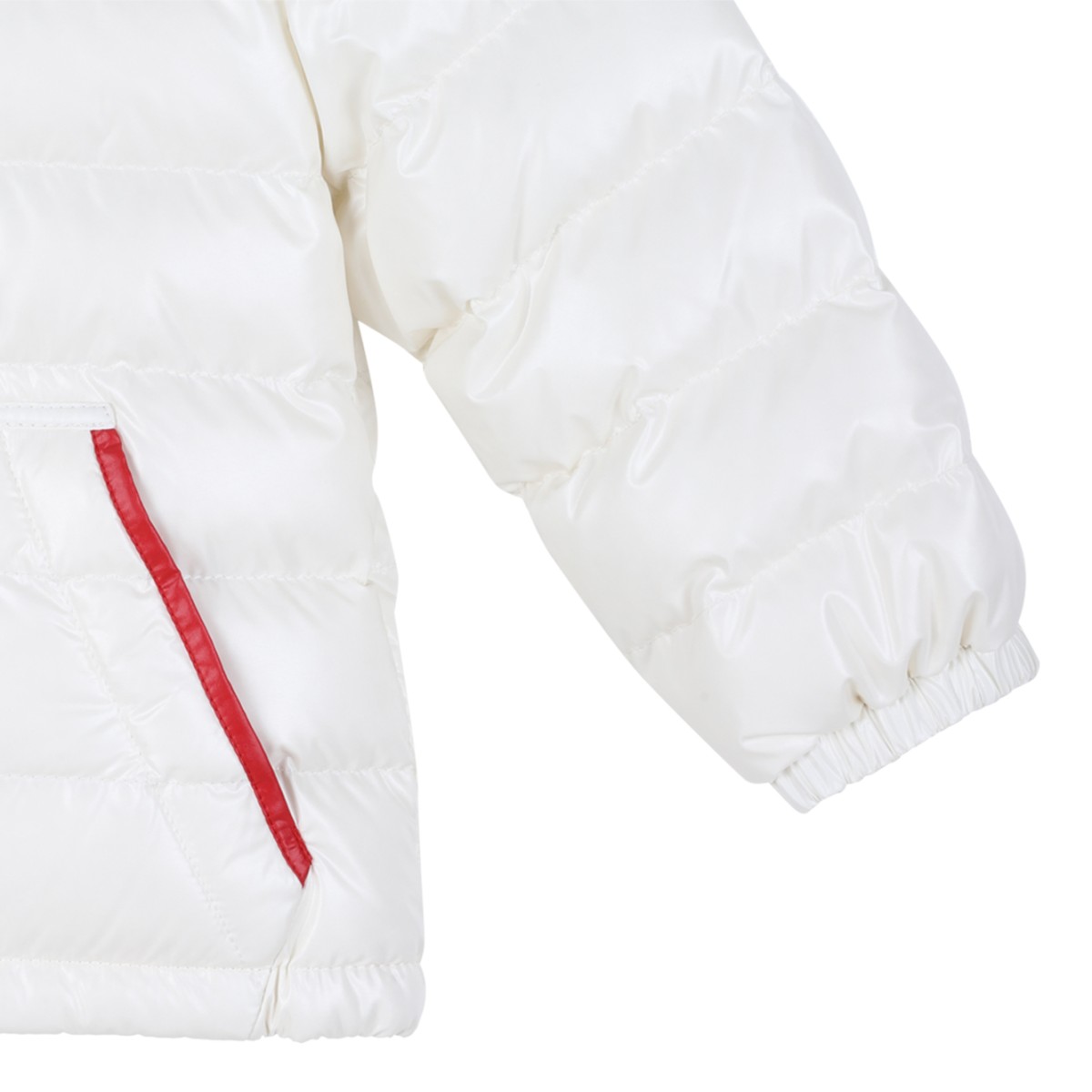 Moncler White Hooded Down Jacket.