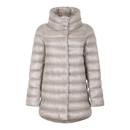 Herno Light Beige Hooded Down Coat.