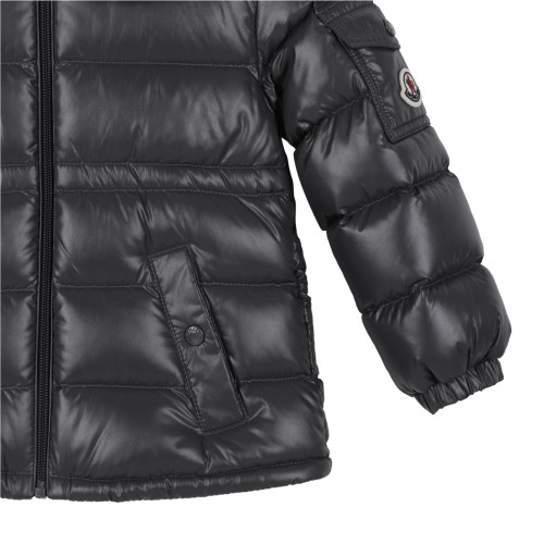 Moncler Black Hooded Down Jacket.