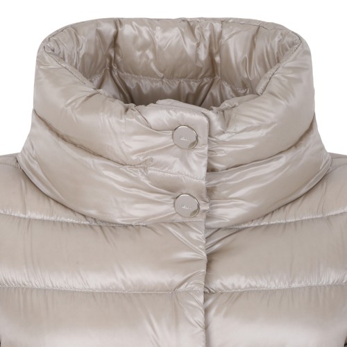 Herno Light Beige Hooded Down Coat.
