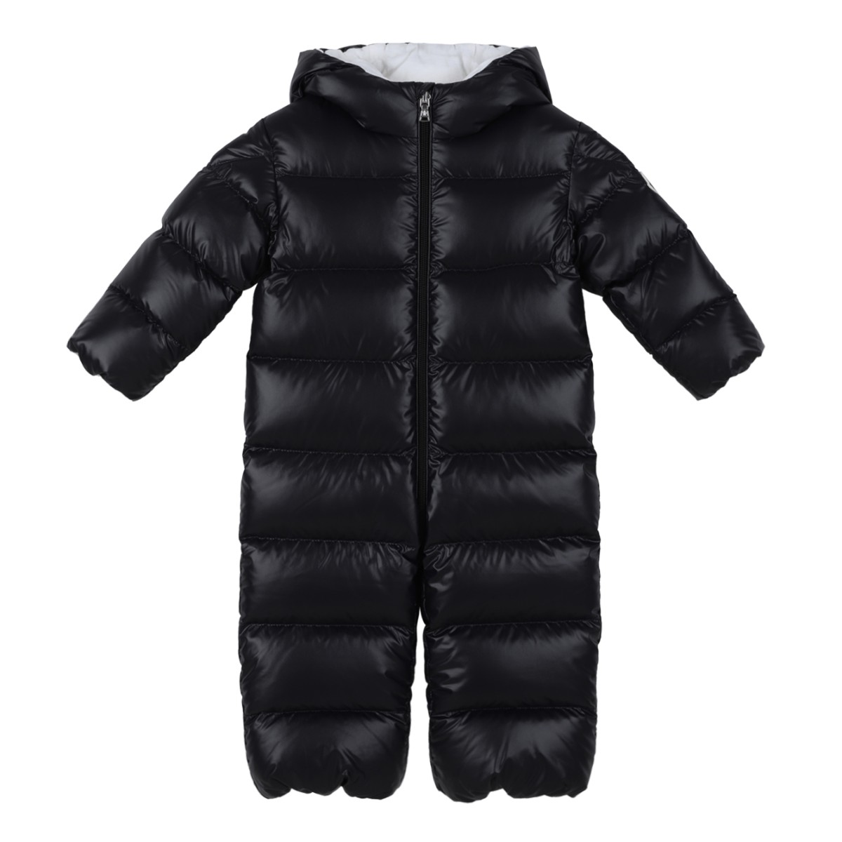 Moncler Black Hooded Down Snowsuit.