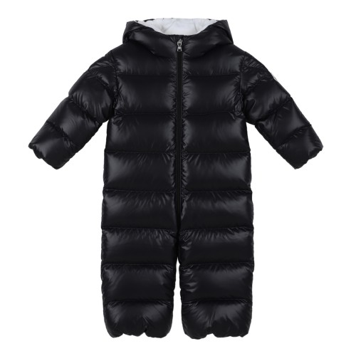 Moncler Black Hooded Down Snowsuit.