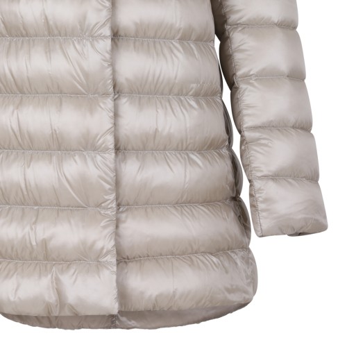 Herno Light Beige Hooded Down Coat.