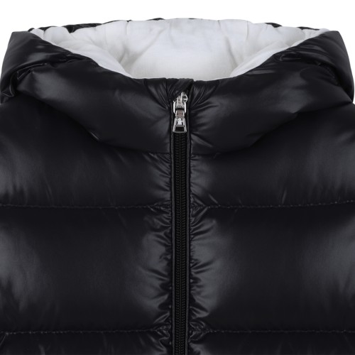 Moncler Black Hooded Down Snowsuit.