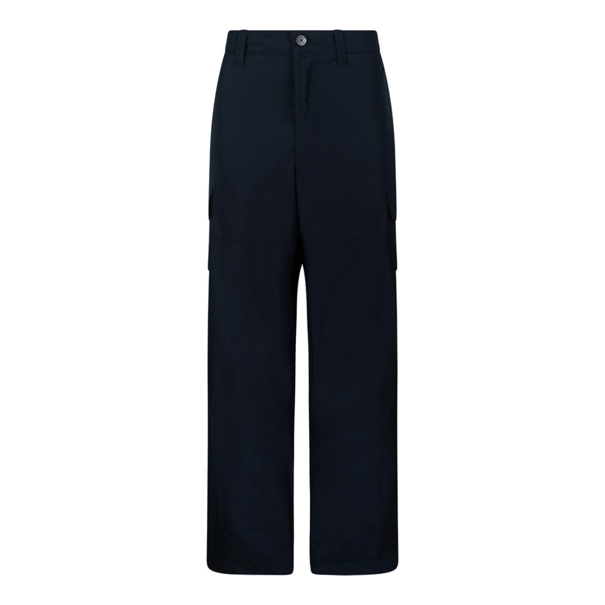 Stone Island Navy Blue Cotton Cargo Trousers.