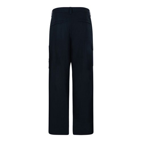 Stone Island Navy Blue Cotton Cargo Trousers. 2