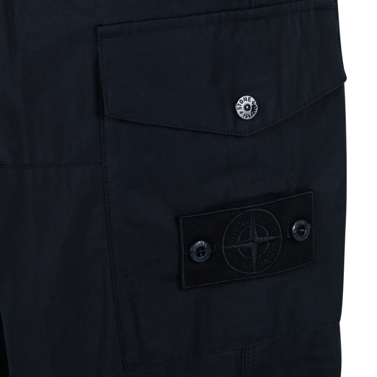 Stone Island Navy Blue Cotton Cargo Trousers.