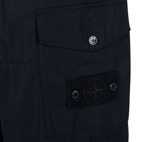 Stone Island Navy Blue Cotton Cargo Trousers.