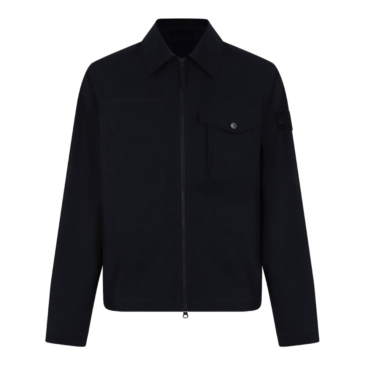 Stone Island Navy Zip-Up Overshirt Jacket. 