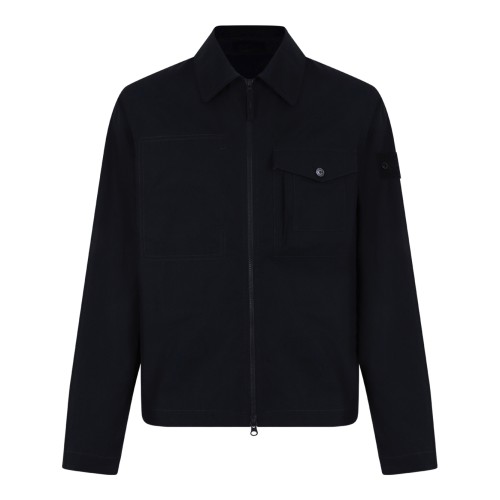 Stone Island Navy Zip-Up Overshirt Jacket. 