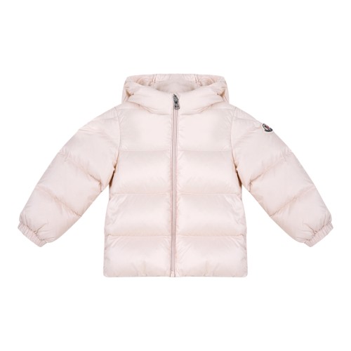 Moncler Light Pink Hooded Down Jacket.