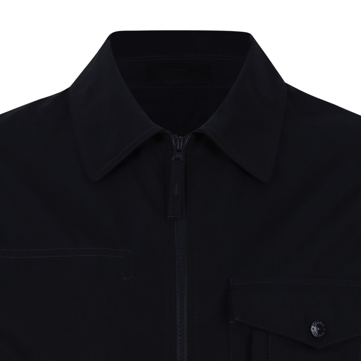 Stone Island Navy Zip-Up Overshirt Jacket. 
