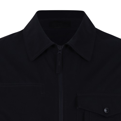 Stone Island Navy Zip-Up Overshirt Jacket. 
