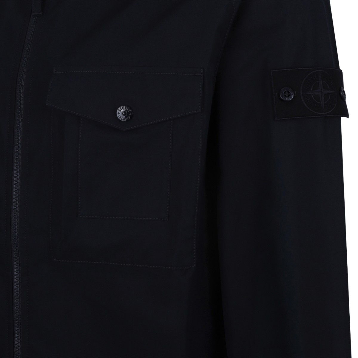 Stone Island Navy Zip-Up Overshirt Jacket. 