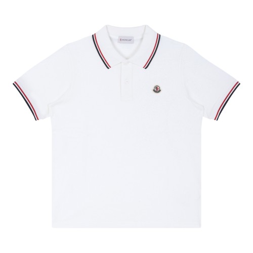 Moncler White Logo Polo Shirt.