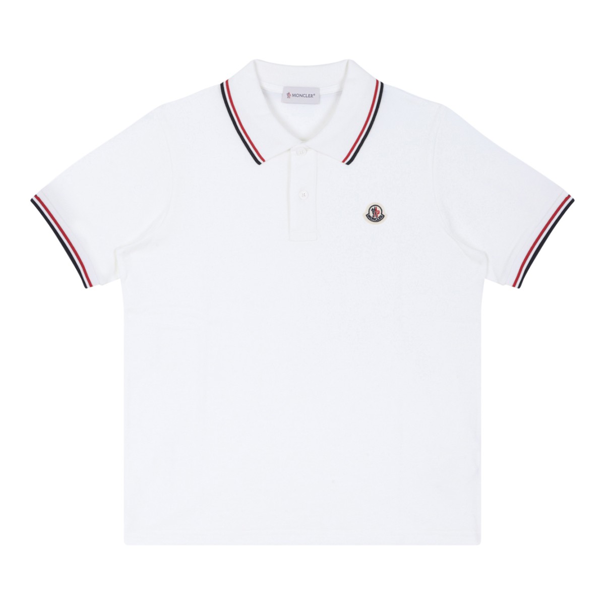 Moncler White Logo Polo Shirt.