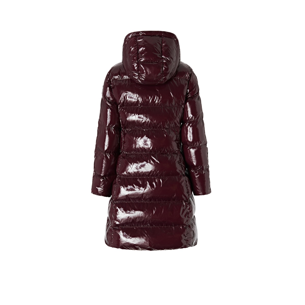 Pinko Burgundy Glossy Puffer Coat.