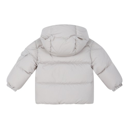 Moncler Light Grey Hooded Down Jacket. 2