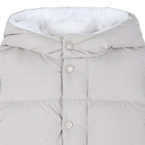 Moncler Light Grey Hooded Down Jacket.