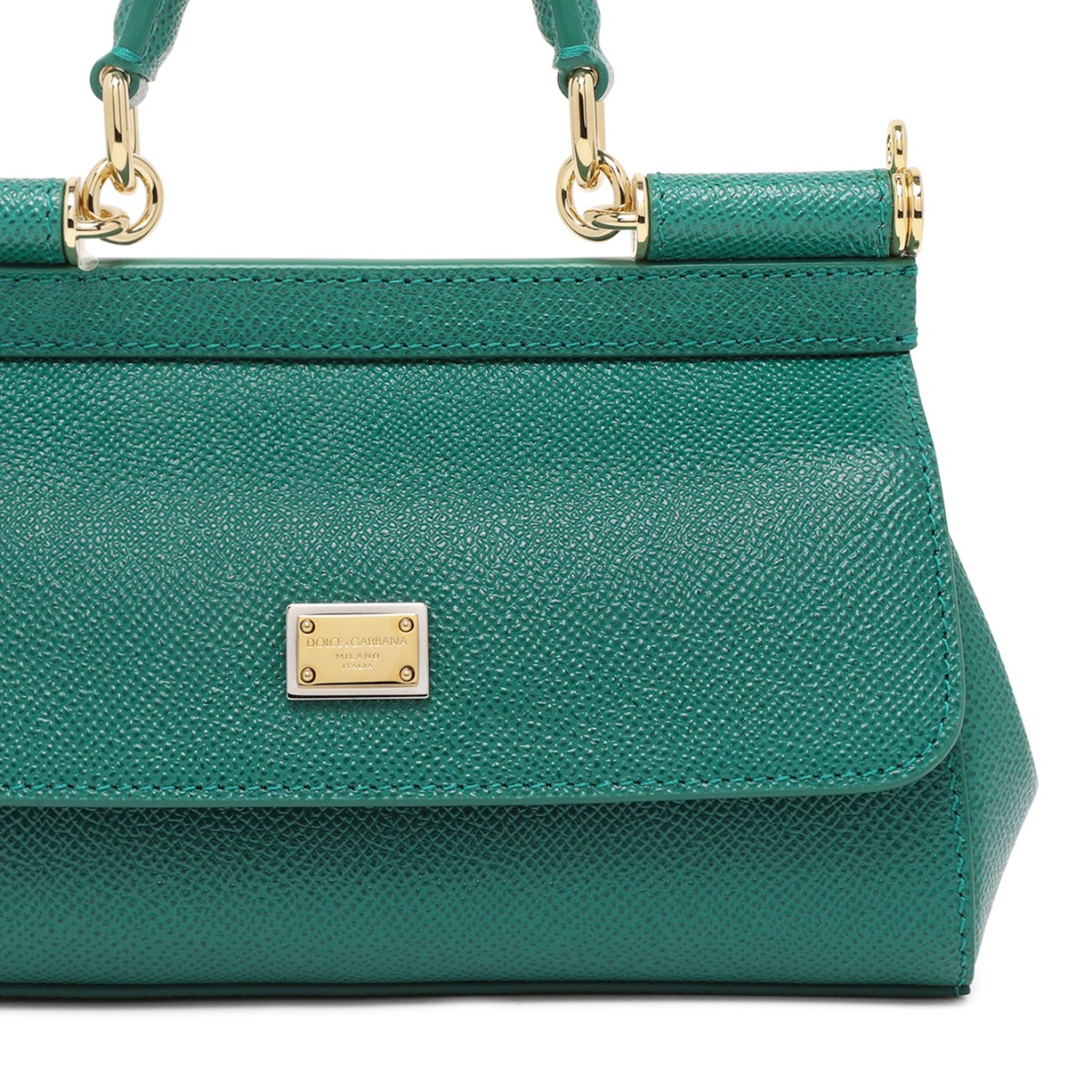 Dolce & Gabbana Emerald Green Sicily Medium Leather Handbag.
