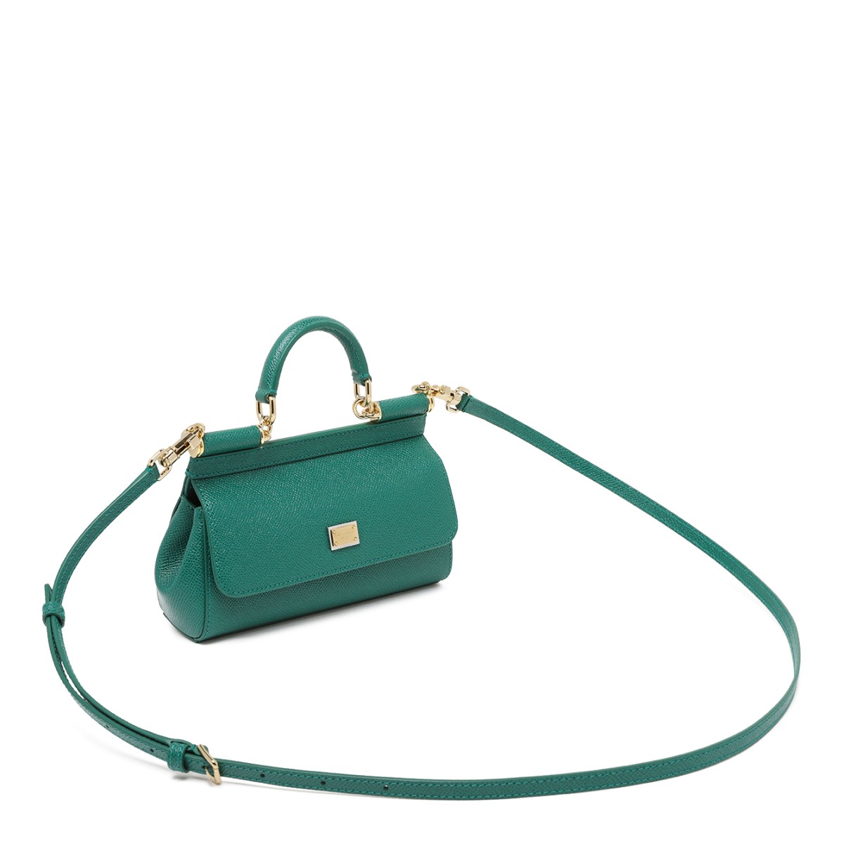 Dolce & Gabbana Emerald Green Sicily Medium Leather Handbag.