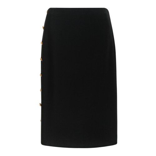 Versace Black Medusa Button Pencil Skirt.