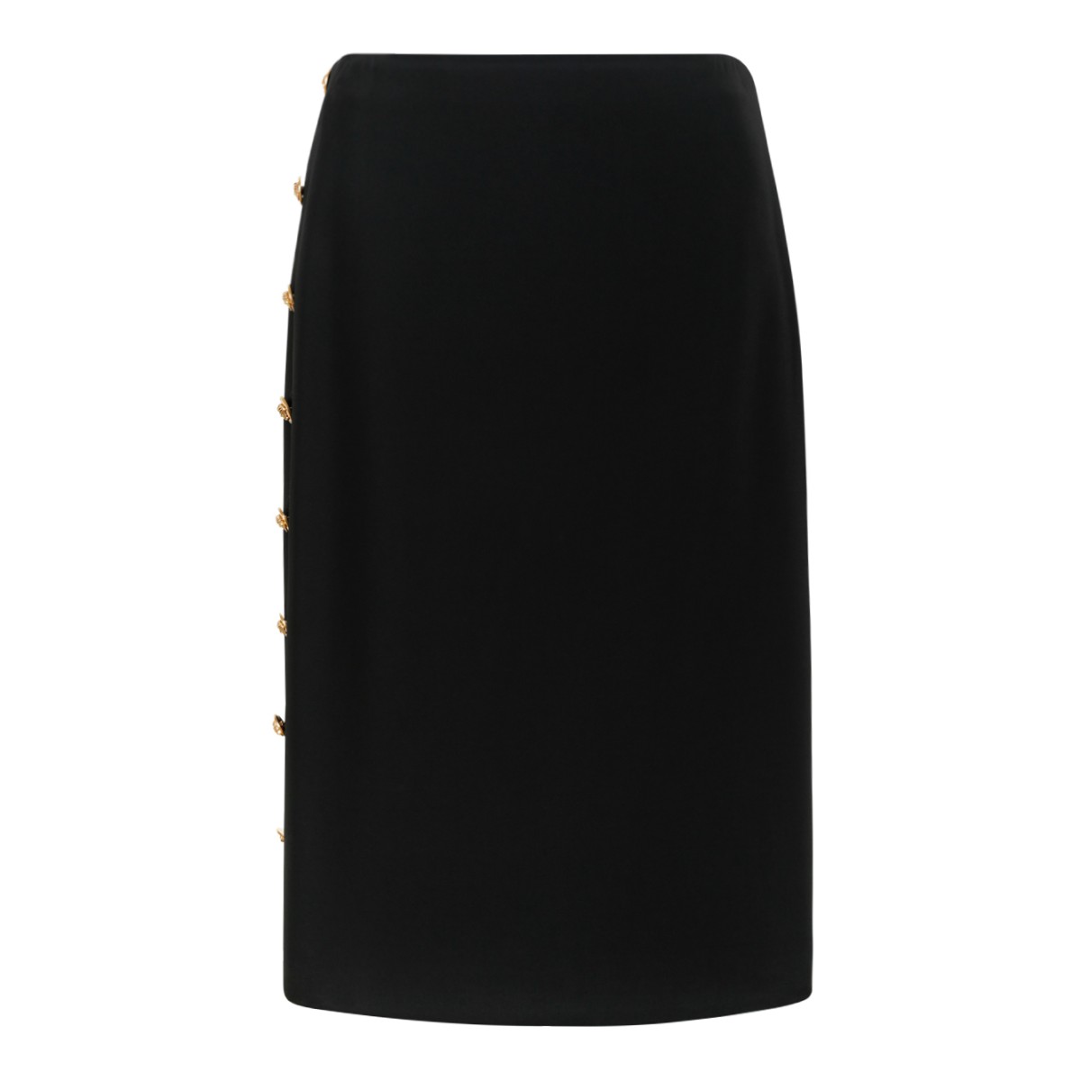 Versace Black Medusa Button Pencil Skirt.