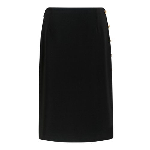 Versace Black Medusa Button Pencil Skirt. 2