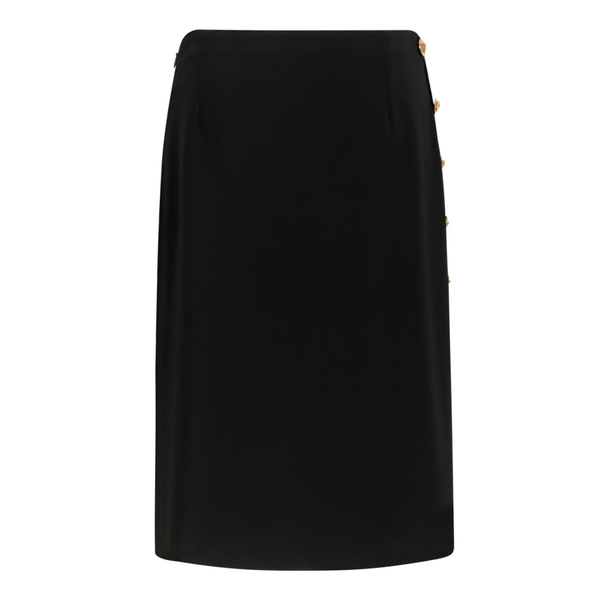 Versace Black Medusa Button Pencil Skirt.