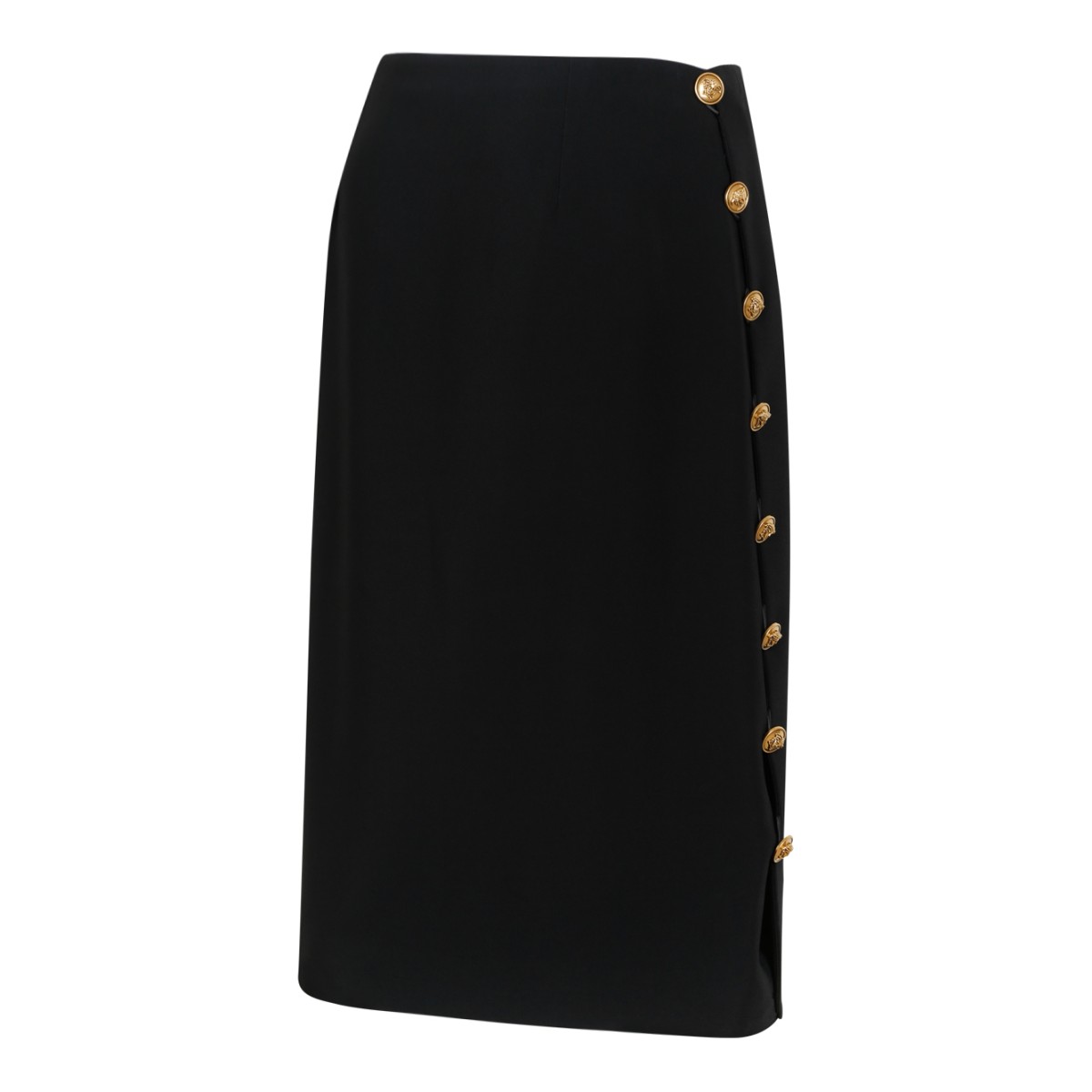 Versace Black Medusa Button Pencil Skirt.