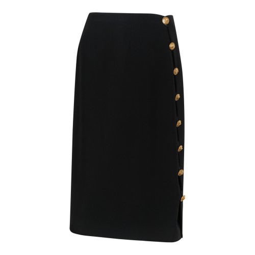Versace Black Medusa Button Pencil Skirt.