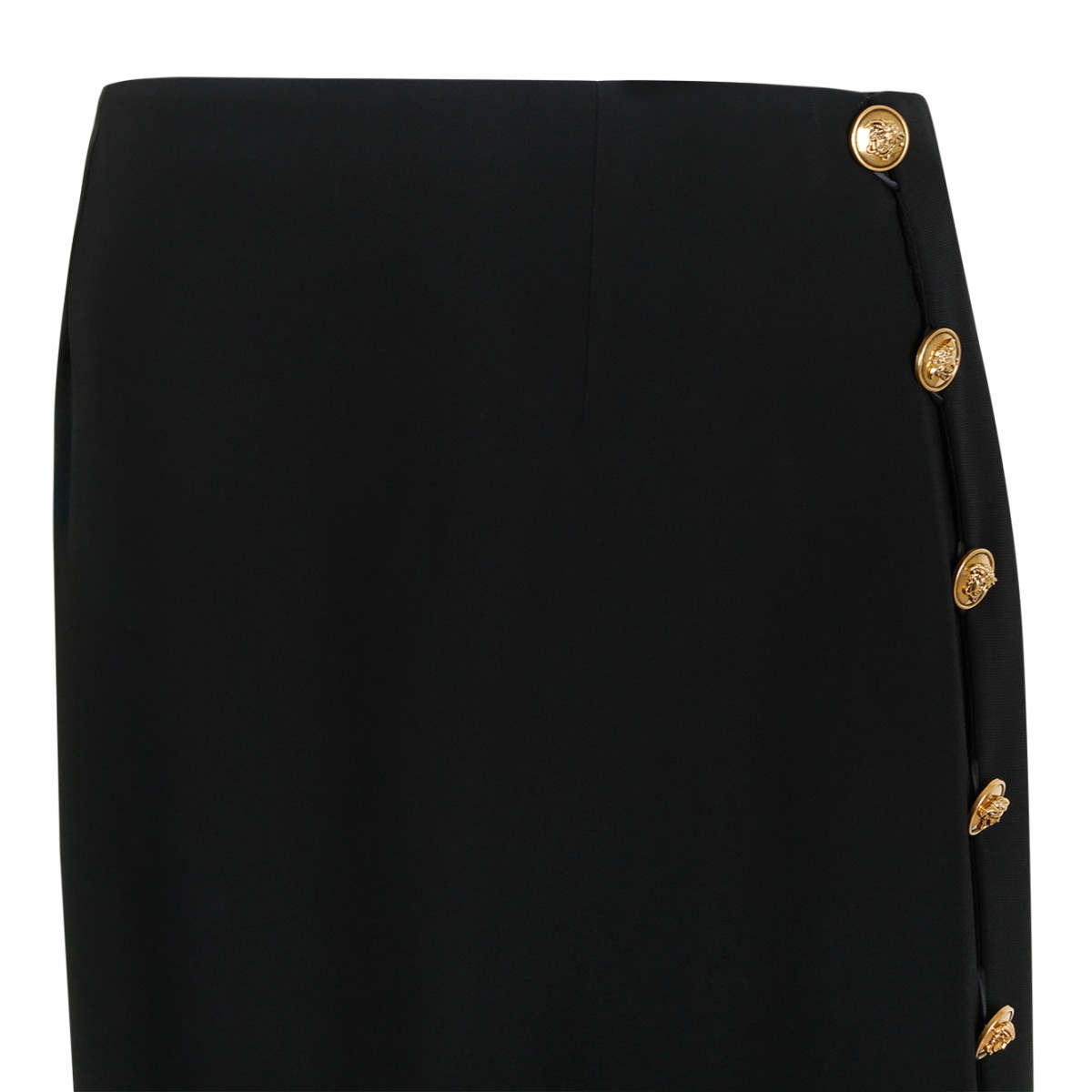 Versace Black Medusa Button Pencil Skirt.