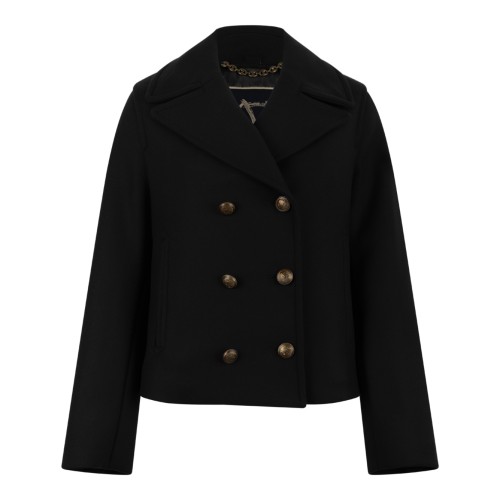 Sealup Black Double-Breasted Wool Jacket.
