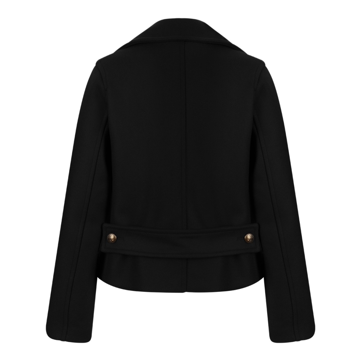 Sealup Black Double-Breasted Wool Jacket.