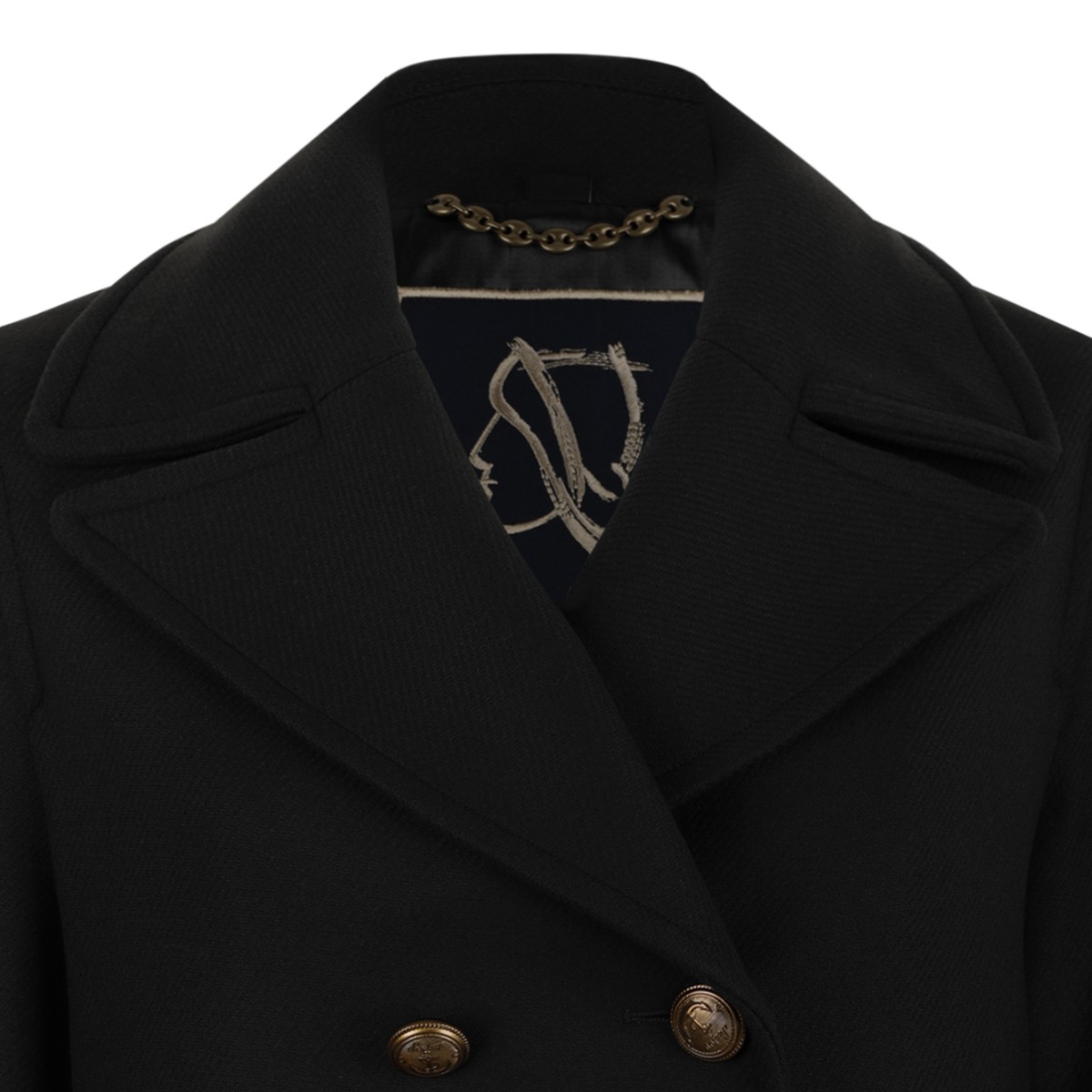 Sealup Black Double-Breasted Wool Jacket.