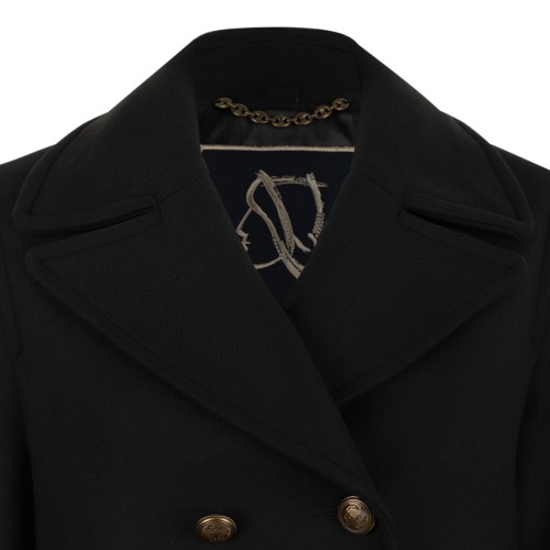 Sealup Black Double-Breasted Wool Jacket.