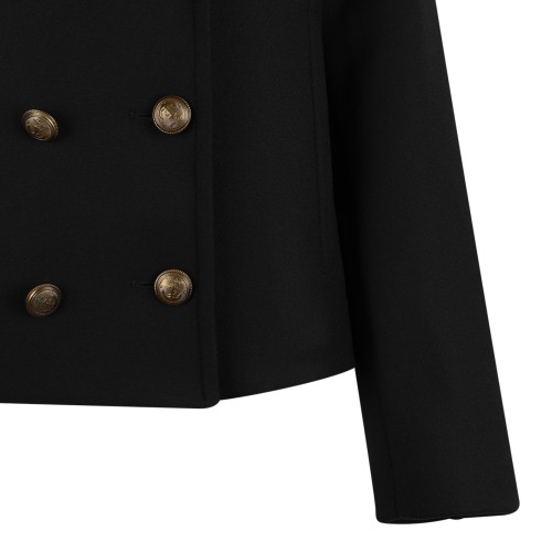 Sealup Black Double-Breasted Wool Jacket.