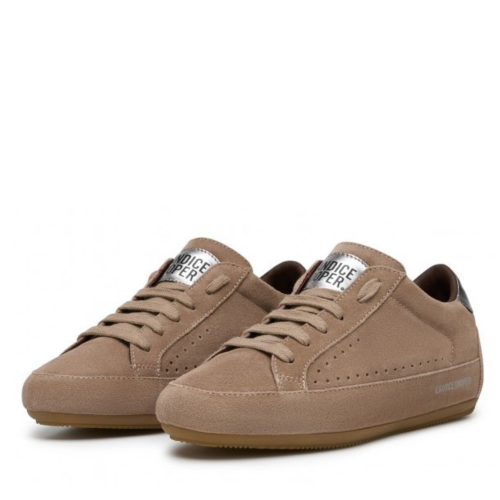 Candice Cooper Taupe Leather Sneakers. 2
