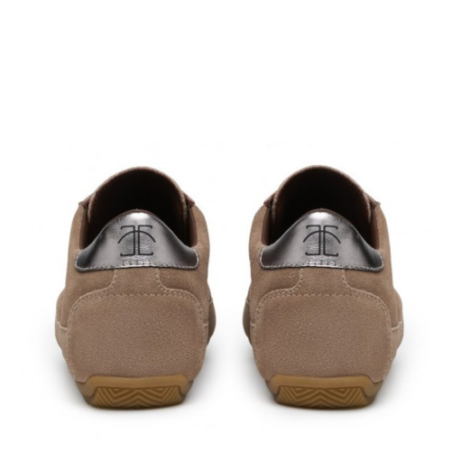 Candice Cooper Taupe Leather Sneakers.