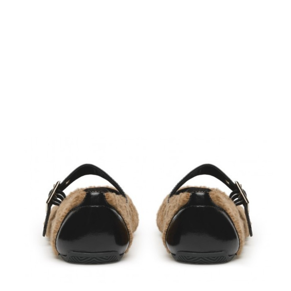 Candice Cooper Brown Shearling Mary Jane Flats.