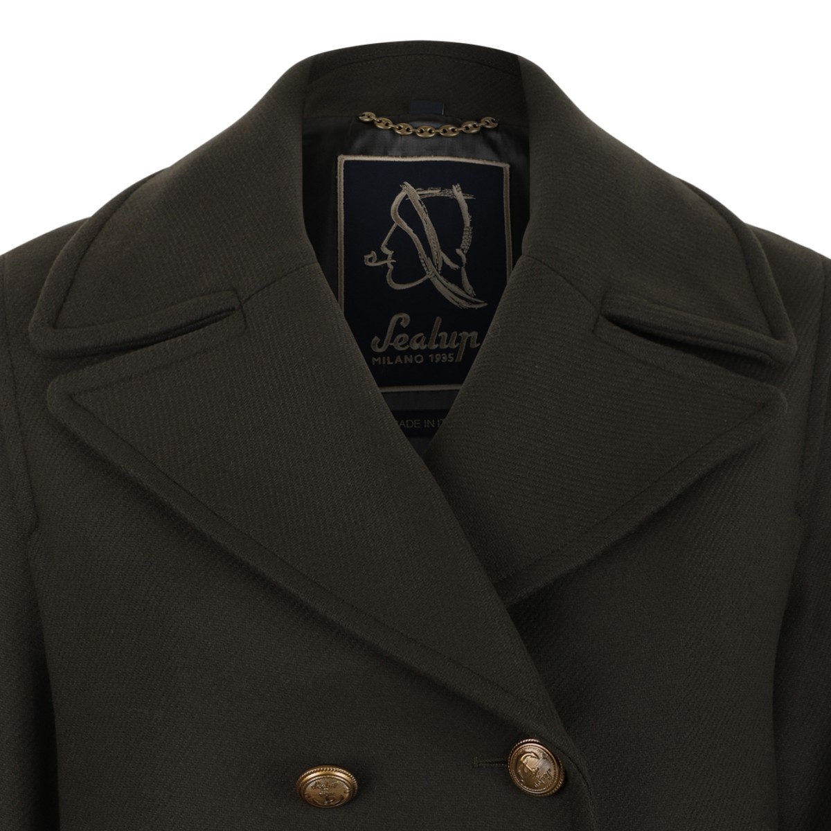 Sealup Dark Brown Double-Breasted Wool Jacket.