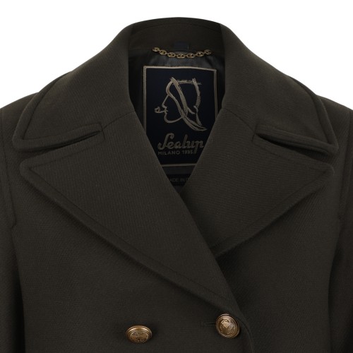Sealup Dark Brown Double-Breasted Wool Jacket.