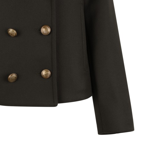 Sealup Dark Brown Double-Breasted Wool Jacket.