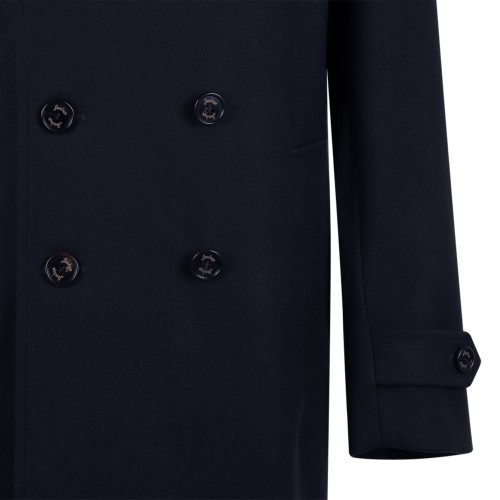 Sealup Navy Double-Breasted Long Coat.