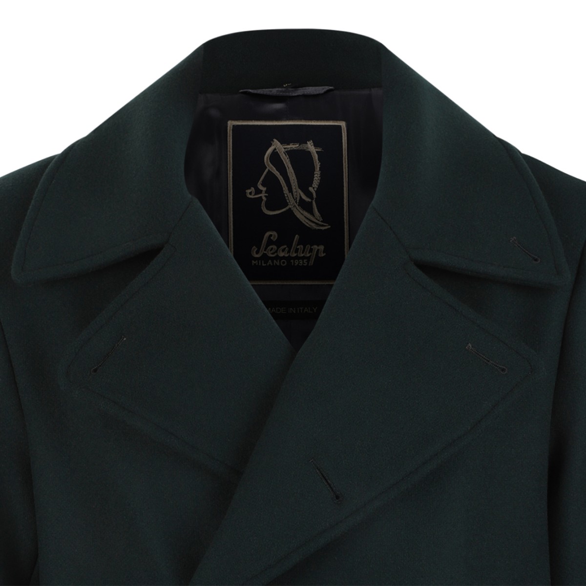 Sealup Dark Green Double-Breasted Peacoat.