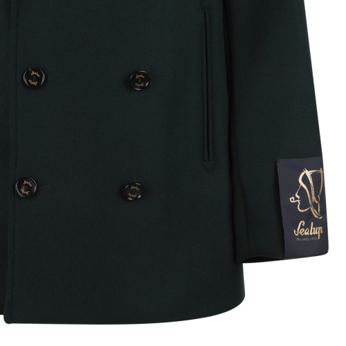 Sealup Dark Green Double-Breasted Peacoat.